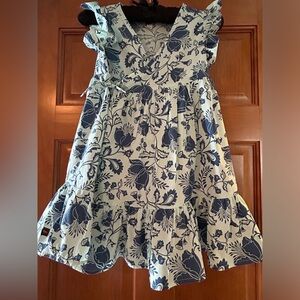 Girls size 6, Nordstrom’s Tea, full sweep blue wrap floral dress